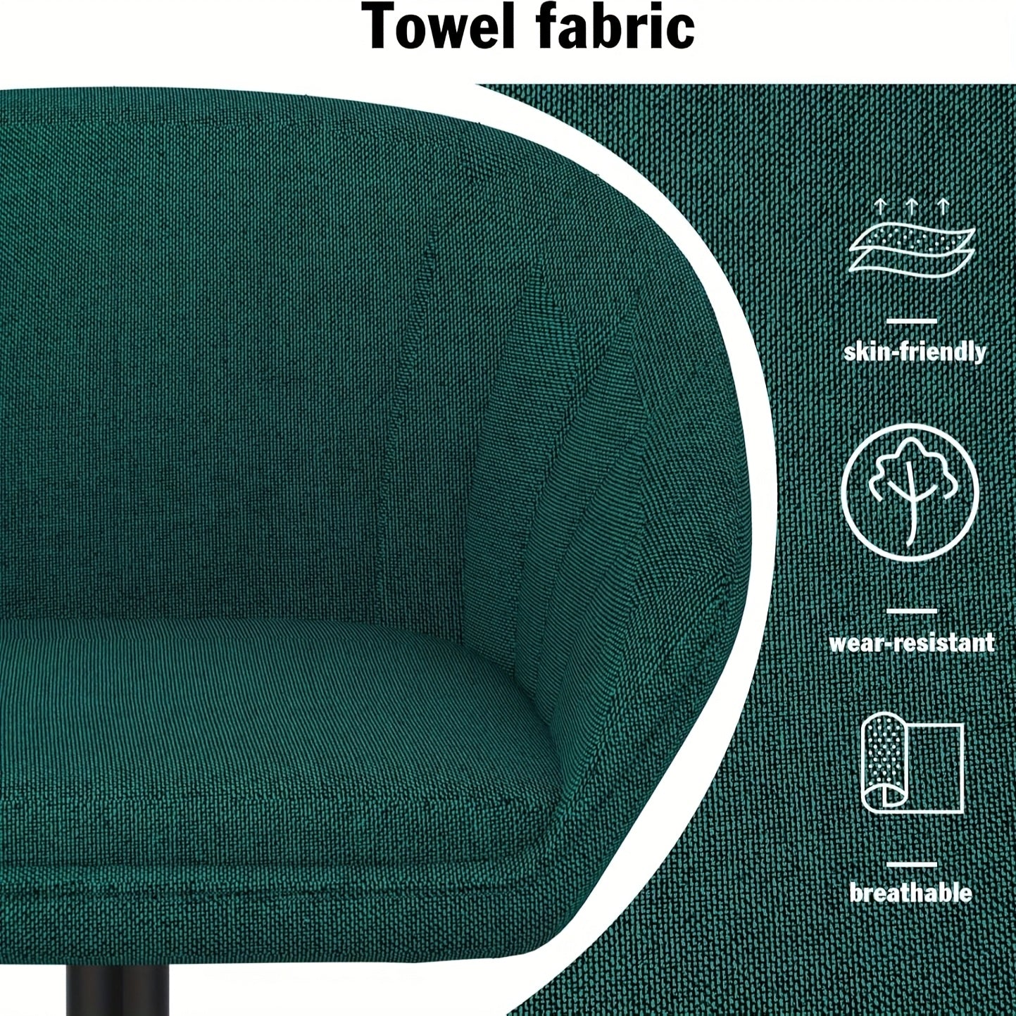 Bar Krukken Set – Barkrukken – Barstoelen – Keukenstoelen – Hoge Stoelen – Verstelbare Hoogte – Stoffen Zitting – Groen – Met Draaifunctie – Met Metalen Frame
