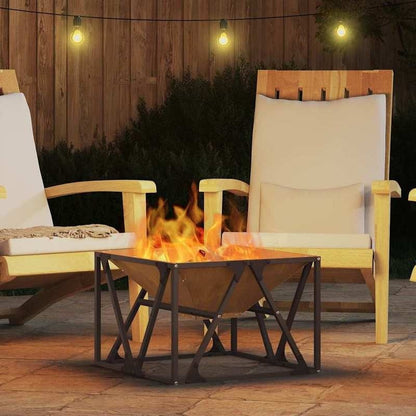 50x50x35cm Heavy-Duty Fire Pit - Portable Outdoor Wood-Burning Stove with Powder-Coated Brown, Compact Patio Heater for Garden, Balcony, Camping & Backyard (Assembly Required) - Durable Metal Fireplace