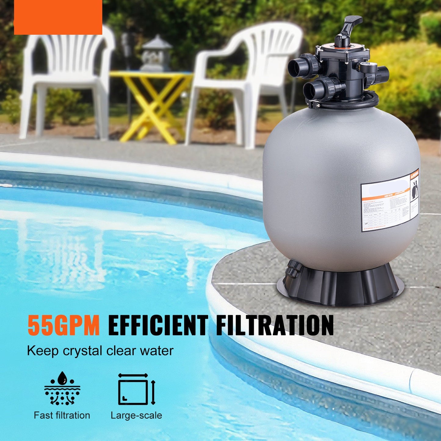 Zandfilter Voor Zwembaden – Zwembadfilter – Filterpomp – Zwembadreiniging – Waterzuivering – 55 Gallon Per Minuut – Weerbestendig Kunststof - QUORE