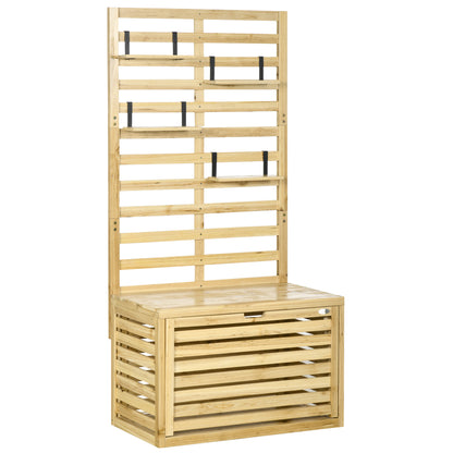 Tuinkist – Tuinopbergbox – Kussenbox – Opbergbox – Tuinberging – Houten Opbergbox – Weerbestendig – Inclusief Klimrek en Verstelbare Planken – 80x45x160 cm – Massief Dennenhout
