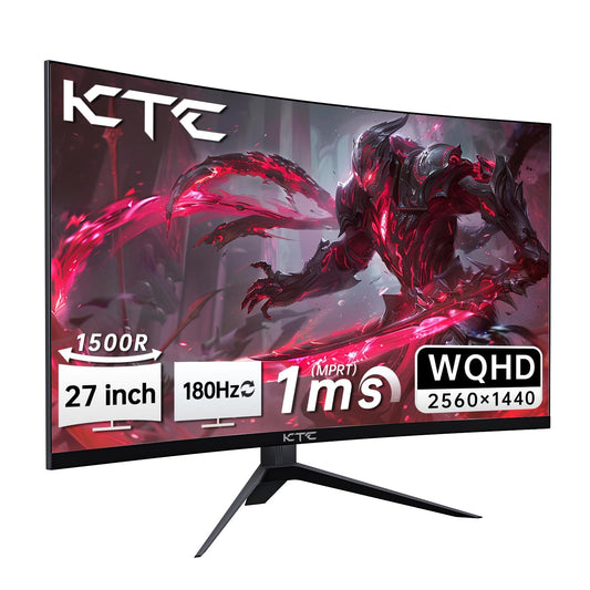 27 Inch Curved Gaming Monitor – Gaming Scherm – Game Monitor – PC Monitor – 2K Monitor – 180Hz Refresh Rate – QHD 2560x1440 Resolutie – 1ms Reactietijd – HDR10 & FreeSync G-Sync
