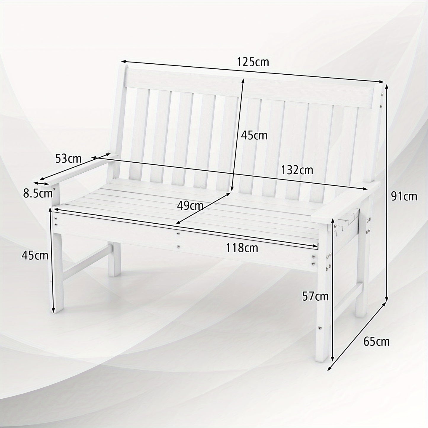 Tuinbank – Buitenbank – Zitbank – Loungebank – Parkbank – Weerbestendig HDPE – Extra Stevig 320 kg Draagkracht – Wit