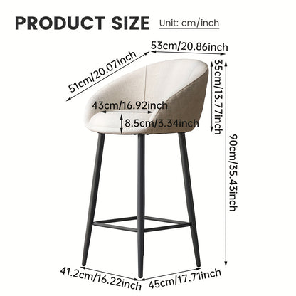 Barkrukken – Barkruk Set – Barstoel – Keukenkruk – Counterkruk – Set Van 2 – Stevige Constructie – Comfortabele Gevoerde Zitting – Lichtbeige Armlos – Minimalistisch Design