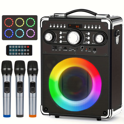 Draagbare Karaoke Machine – Karaoke Speaker – Party Speaker – Bluetooth Speaker – Muziekbox – Draadloos Met 2 Microfoons – RGB Verlichting – USB-C Snel Opladen