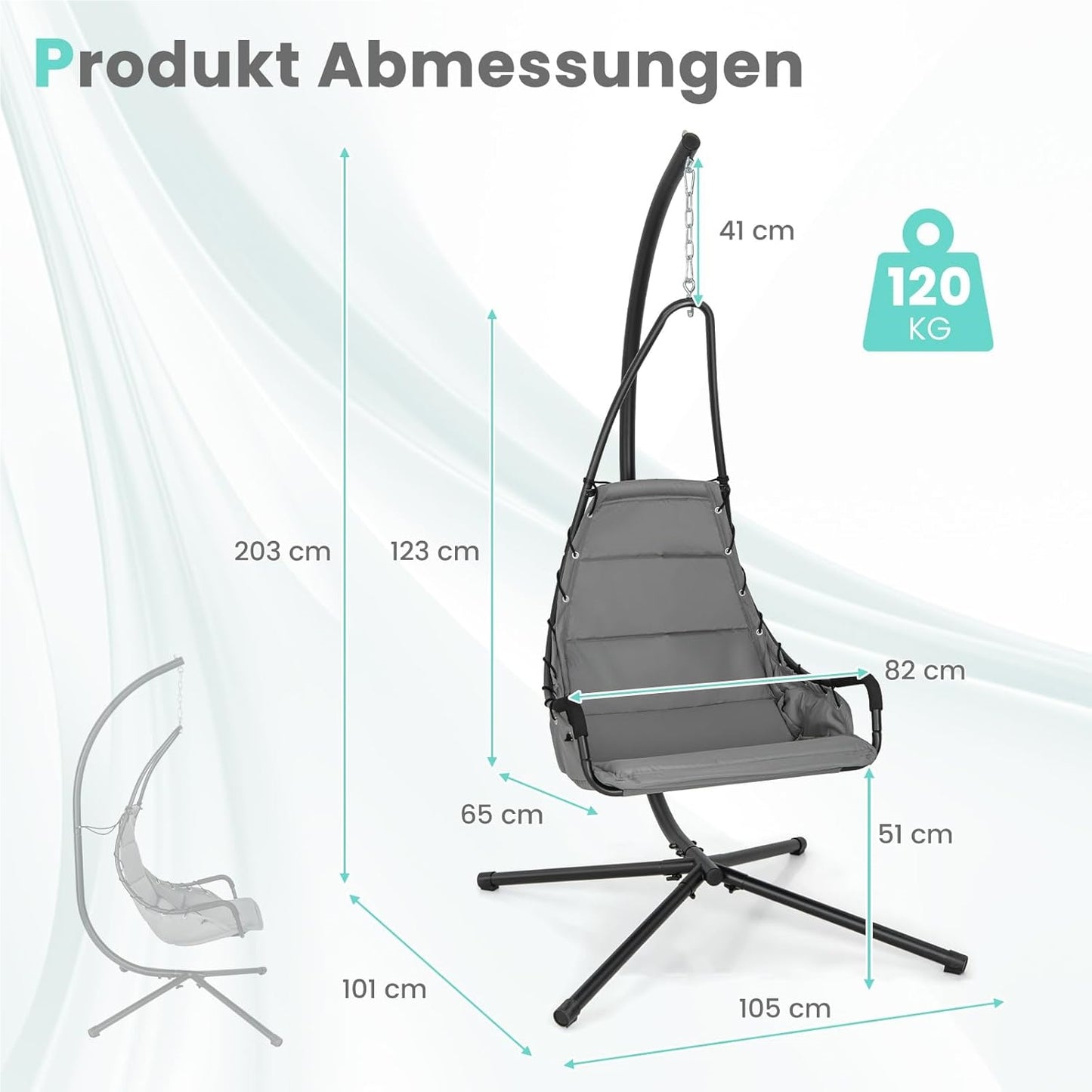 Hangstoel – Hangstoel Met Frame – Hangstoel Voor Binnen En Buiten – Hangstoel Schommel – Relaxstoel – Extra Grote Gevoerde Zitting – Stevig Metalen Frame