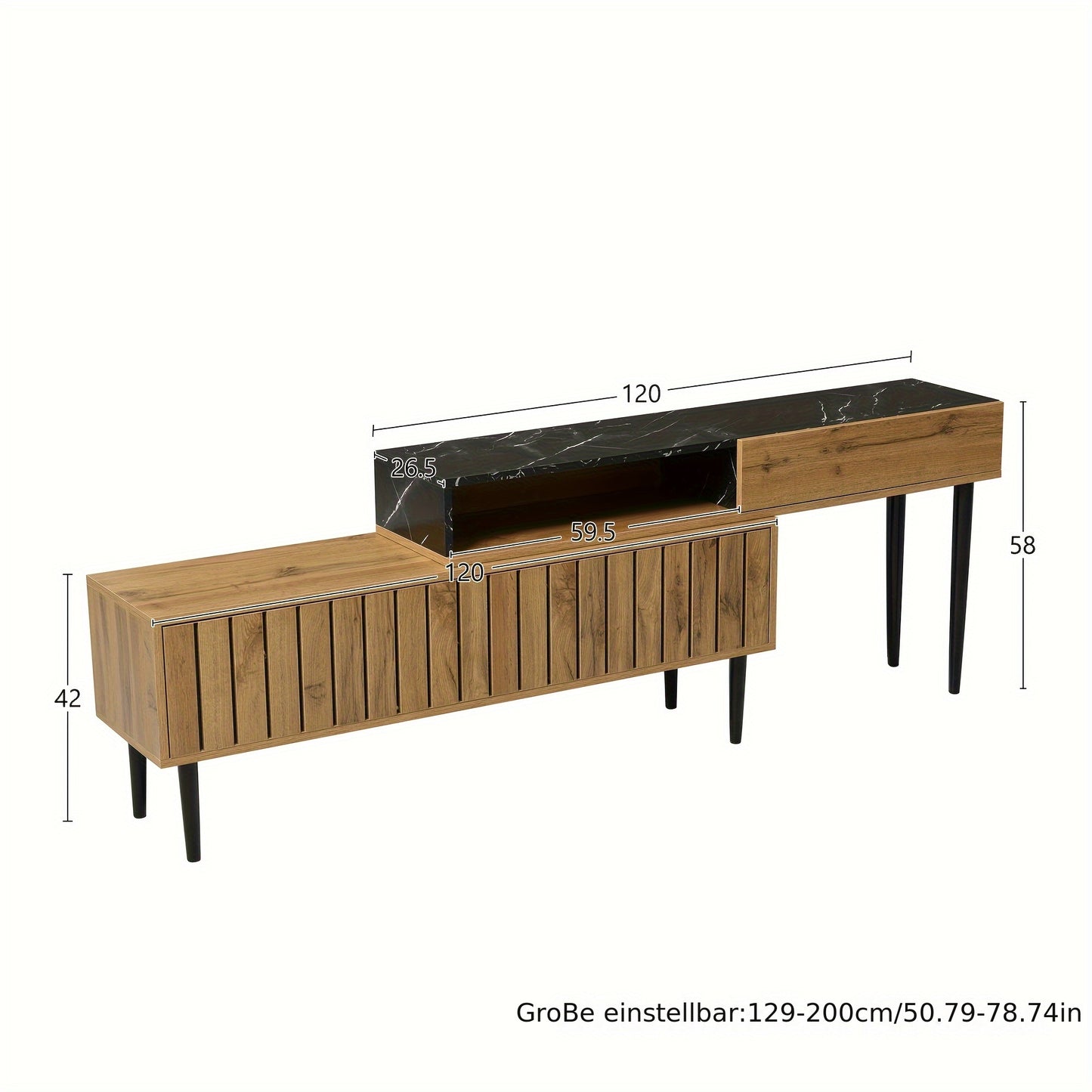 Tv Meubel – TV Kast – TV Dressoir – TV Meubelen – TV Kasten – Hardhouten Nerfstructuur – Compact Met Ruime Opslag