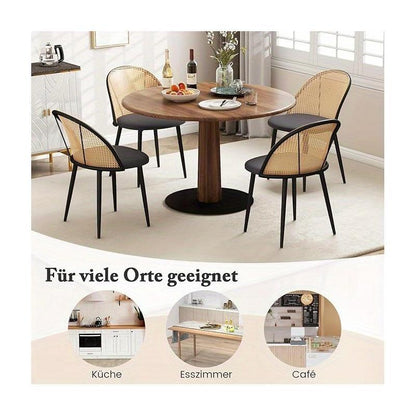 Eetkamerstoelen – Keukenstoelen – Stoelen Zonder Armleuning – Rattan Stoelen – Stoelen Set 2 – Grijs – PE-Rattan Rugleuning – Metalen Poten, Max 150 kg