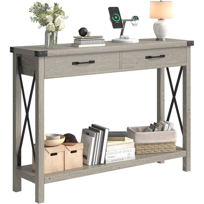 Dressoir – Opbergkast – Ladekast – Kast – Sideboard – Industrieel Smal Kastje – Metaal Met Houten Bovenblad – 31 Inch Space-Saving Design