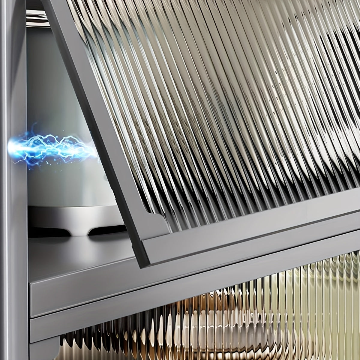 Mobiele Keukenkast – Keukenwagen – Opbergkast – Magnetronstandaard – Rek met Kanteldeuren – Stevig Carbon Stalen Frame – Ruimtebesparend Ontwerp – 50x36x154 cm