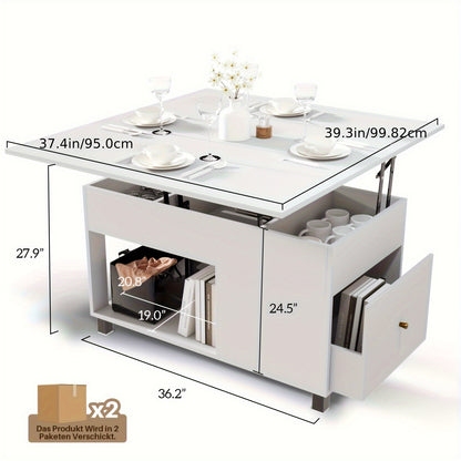 Salontafel – Koffietafel – Bijzettafel – Sofa Tafel – Woonkamertafel – Verstelbare Hoogte – Lift-Top Opbergruimte – Hout-Metaal – Compact Design