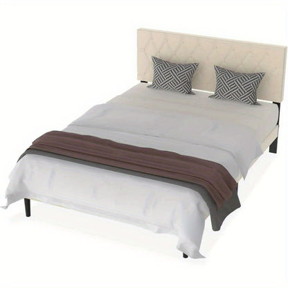 Bedframe 140x200 cm – Eenpersoonsbed – Metalen Bed – Slaapkamerbed – Logeerbed – Met Leren Hoofdbord – Stevig Metalen Frame – Inclusief Lattenbodem