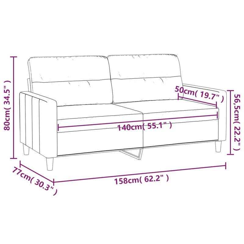 2-zits bank – 2-zits bankstel – Loveseat – Tweezits sofa – Compacte bank – Zwart – Duurzame stof – Comfortabele kussens