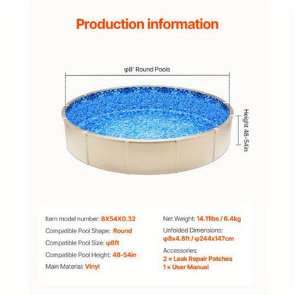 Zwembadbekleding – Zwembadliner – Zwembadfolie – Liner Rond – 244 Cm Diameter – Waterdicht Materiaal – Duurzaam En Makkelijk Te Installeren
