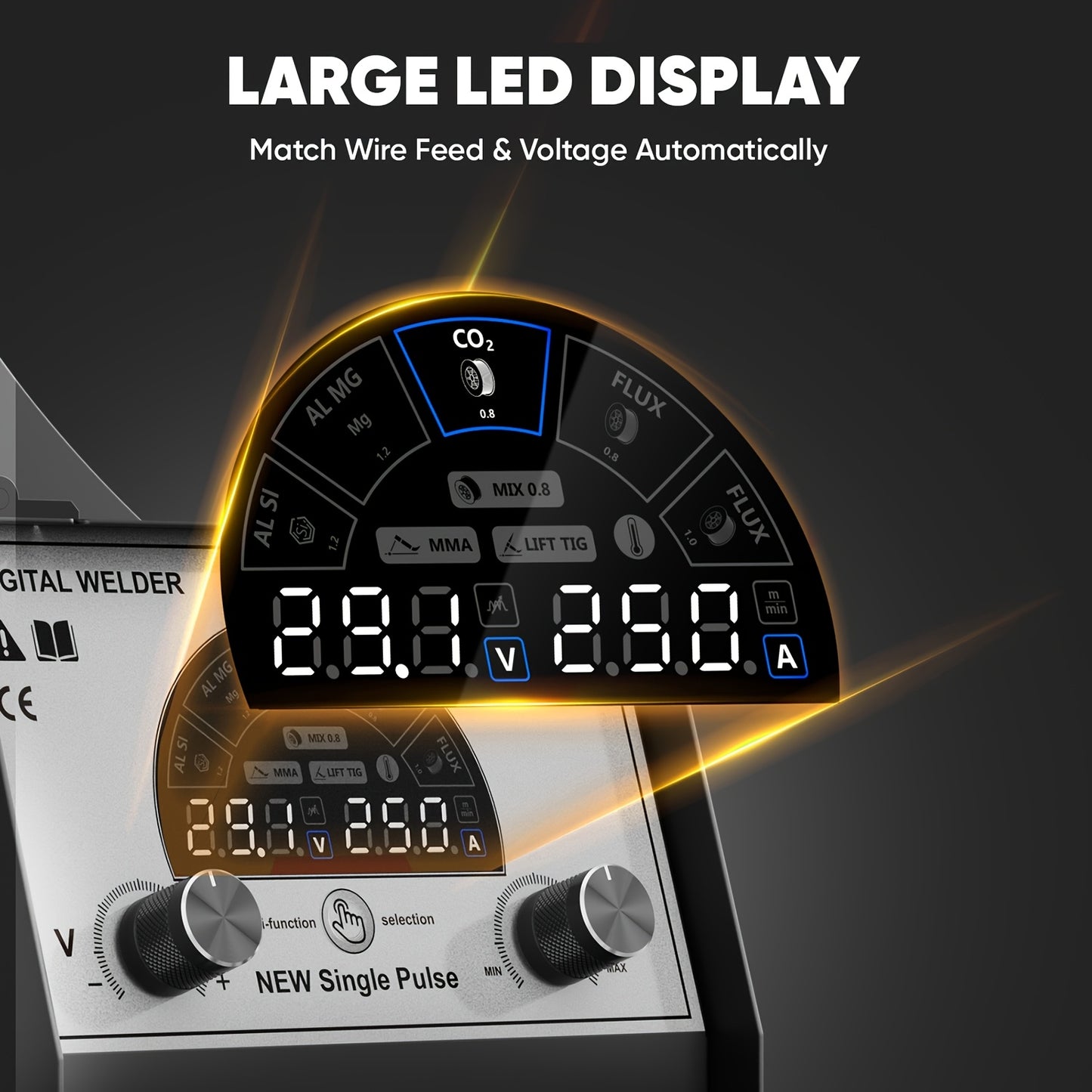 Lasapparaat – MIG Lasmachine – TIG Lasapparaat – Elektrode Lasmachine – Draadloos Lassen – 250 Ampère – Digitale Besturing met LED Display