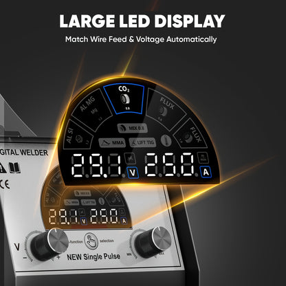 Lasapparaat – MIG Lasmachine – TIG Lasapparaat – Elektrode Lasmachine – Draadloos Lassen – 250 Ampère – Digitale Besturing met LED Display
