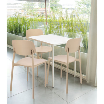 Stoel – Stoelenset – Eetkamerstoel – Tuinstoel – Werkstoel – Set Van 4 Beige Stoelen – Weerbestendig Polypropyleen – Max 120 kg Belastbaar
