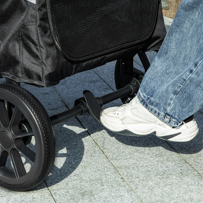 Hondenwagen – Hondenbuggy – Hondenkar – Huisdierwagen – Hondenbuggy Voor Grote Honden – Inklapbaar – Vier Wielen Met Remmen – Veiligheidslijn – Grijs