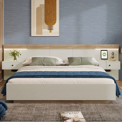 With 2 Bedside Tables And Double Bed System 180 X 200 Cm, Bedroom Set - 205x284x90.5 Cm (L/W/H), (excluding Mattress)