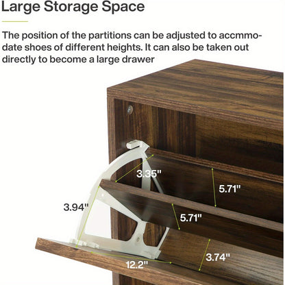 Schoenenkast Smal – Schoenenopberger – Schoenenschuifkast – Halmeubel – Schoenrek – Space-Saving Design – Duurzame Houten Constructie – 2 Kiepdeuren & Open Plank