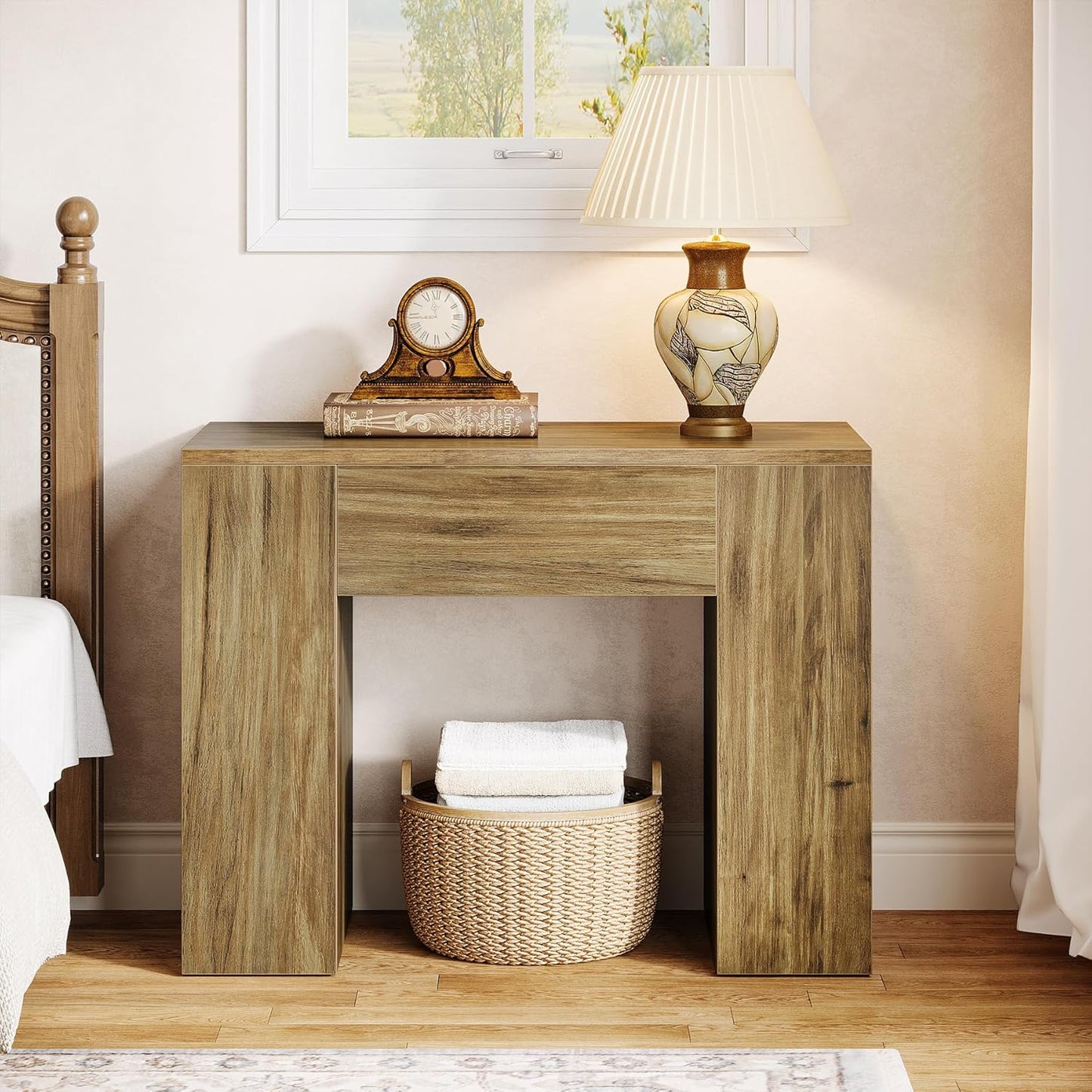 Bijzettafel – Sidetable – Nachtkastje – Bijzettafeltje – Houten Tafel – Style1 – Ruim Tafelblad 80x40 cm – Stevige Massief Houten Constructie