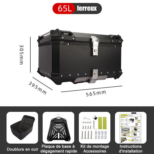 Motorbox – Motorbagagekoffer – Topkoffer – Motorkoffer – Helmopberger – 65 Liter – Aluminium – Waterdicht – Met Beveiligingsslot