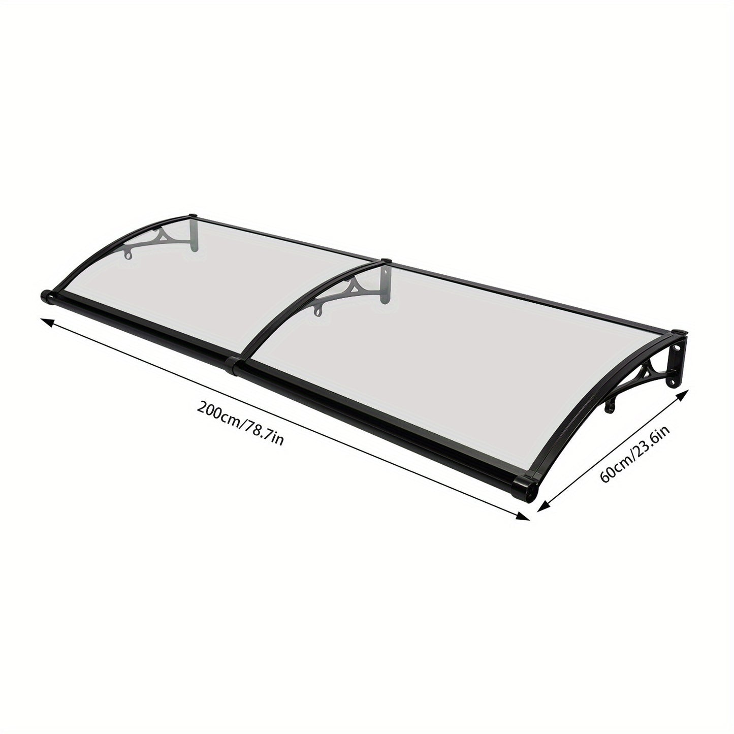 Overkapping – Terrasoverkapping – Paviljoen – Pergola – Veranda – Transparant Boogvormig Dak – Aluminium Zwart Frame – Ingebouwde Goten – Stevig & Weerbestendig
