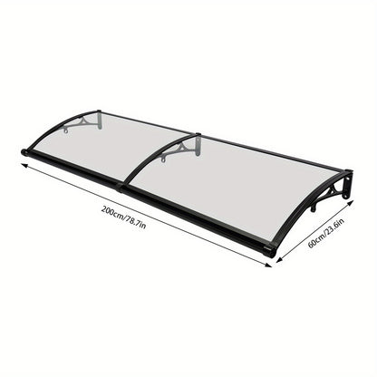 Overkapping – Terrasoverkapping – Paviljoen – Pergola – Veranda – Transparant Boogvormig Dak – Aluminium Zwart Frame – Ingebouwde Goten – Stevig & Weerbestendig