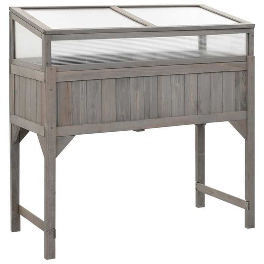 Kweekkas – Tuinkas – Broeikas – Plantenkas – Kweekbak – Verhoogde Plantenbak 110x54x120 cm – Massief Vurenhout – Transparante Kasafdekking Met Opbergplank