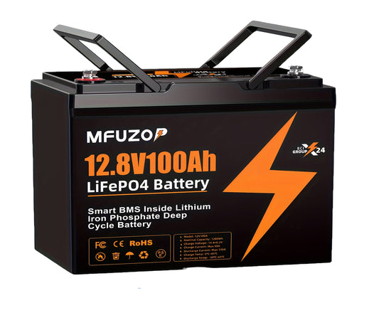 Lithium-accu – Oplaadbare Batterij – Deep Cycle Accu – Zonne-energie Opslag – Onderhoudsvrije Accu – 12V 100Ah – Lithium-ijzerfosfaat – Snel Opladen – Ingebouwd BMS