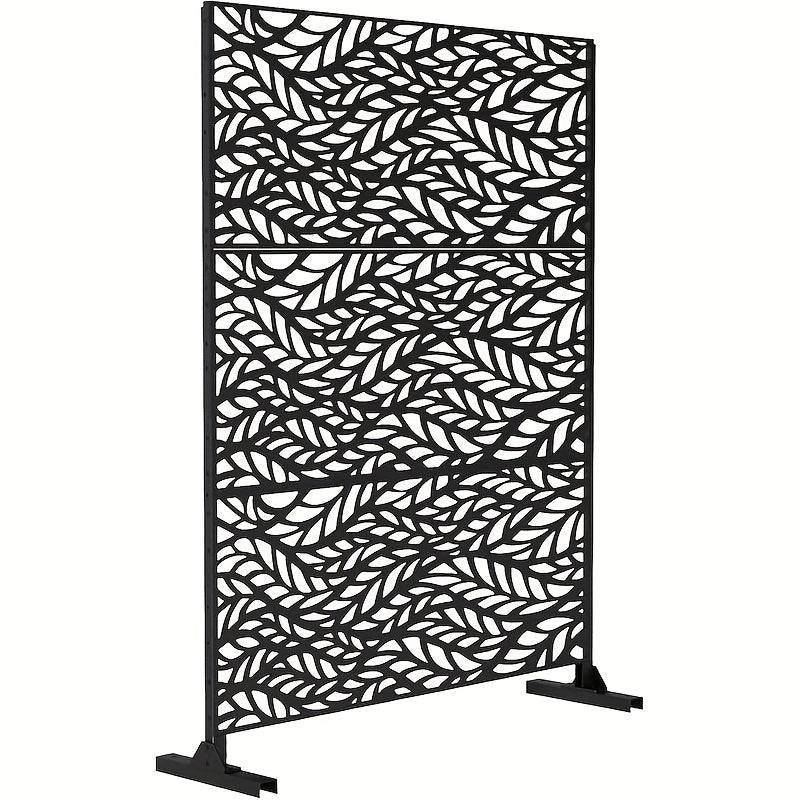 Extra Long 182.88cm Metal Privacy Screen Outdoor/Indoor - Heavy-Duty Freestanding Fence Panel with Stable Base, Modern Design - No Assembly Required, Weatherproof Room Divider for Garden, Patio, Balcony, Poolside - Decorative