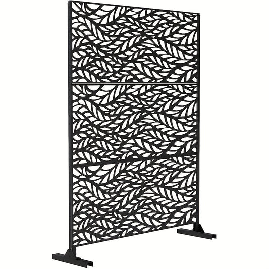 Extra Long 182.88cm Metal Privacy Screen Outdoor/Indoor - Heavy-Duty Freestanding Fence Panel with Stable Base, Modern Design - No Assembly Required, Weatherproof Room Divider for Garden, Patio, Balcony, Poolside - Decorative