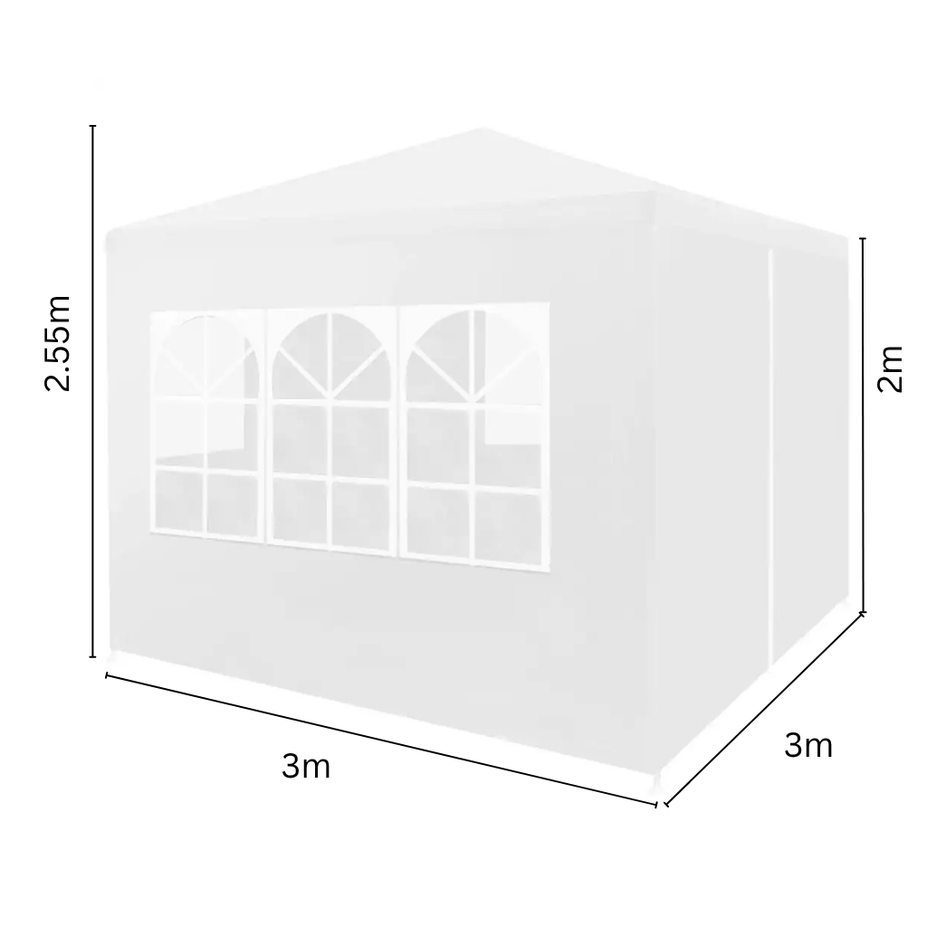 Tuinpaviljoen – Partytent – Tuintent –  Ontvangsttent – Marktkraamtent – Buitenoverkapping – Waterdicht PE – Roestvrij Stalen Frame - 3x3m - Wit