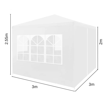 Tuinpaviljoen – Partytent – Tuintent –  Ontvangsttent – Marktkraamtent – Buitenoverkapping – Waterdicht PE – Roestvrij Stalen Frame - 3x3m - Wit