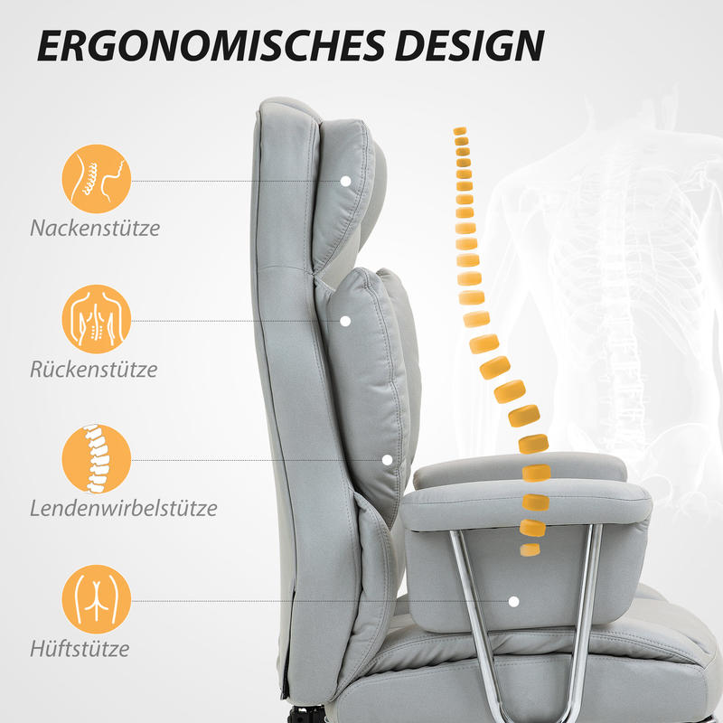 Ergonomische Bureaustoel – Kantoorstoel – Gamingstoel – Desk Chair – Werkstoel – Verstelbare Rugleuning & Hoogte – 360° Draaibaar Met Voetensteun