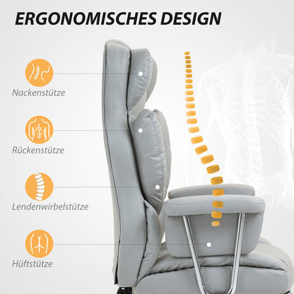 Ergonomische Bureaustoel – Kantoorstoel – Gamingstoel – Desk Chair – Werkstoel – Verstelbare Rugleuning & Hoogte – 360° Draaibaar Met Voetensteun