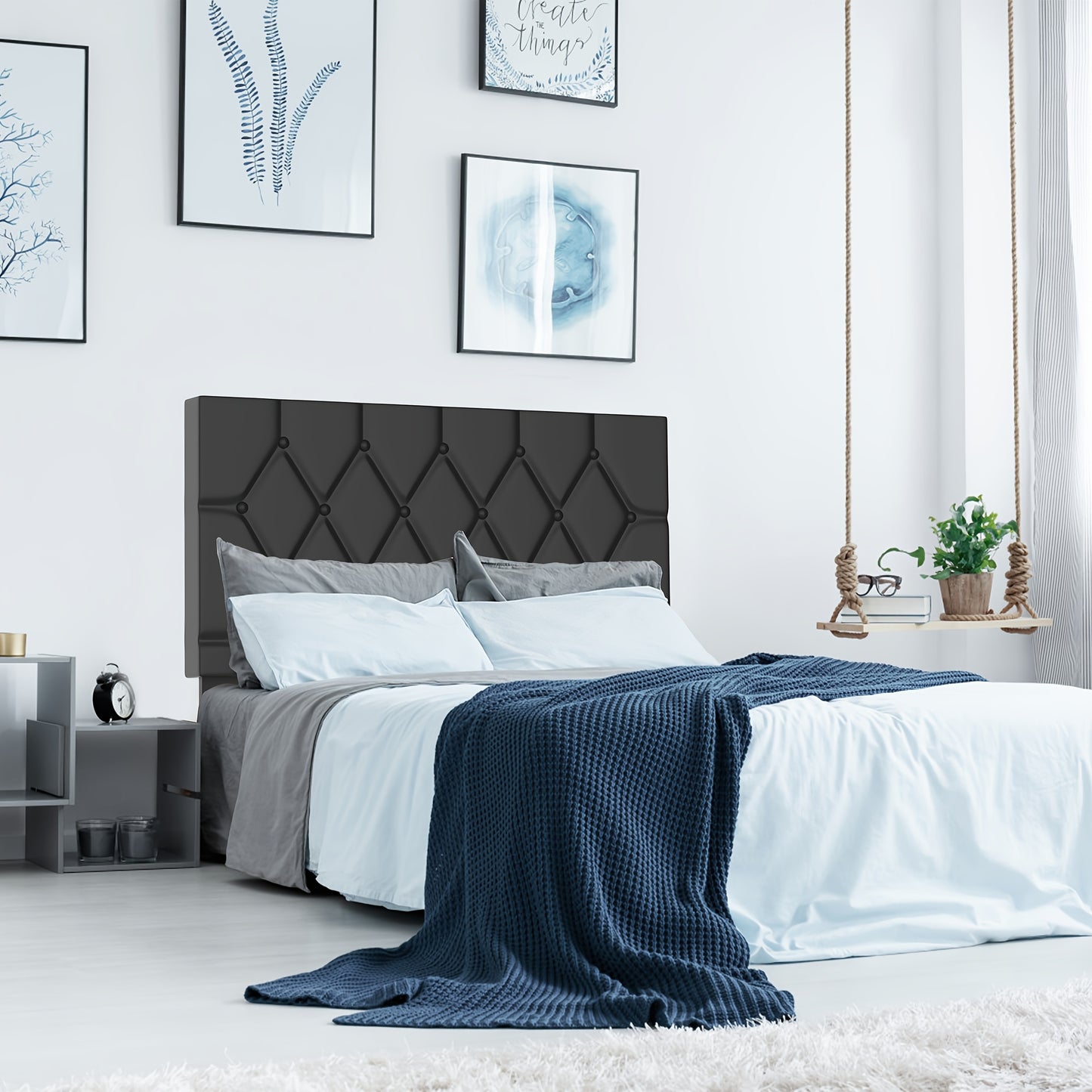 Gestoffeerd Bed – Bedframe – Slaapbank – Boxspring – Ledikant – Zachte Stof Bekleding – Max. Draagkracht 300 Kg – Zwart – 160x200 cm