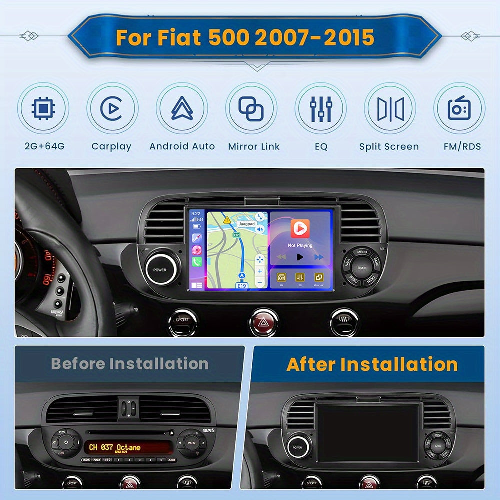 Car Stereo Radio – Autoradio Multimedia Systeem – Navigatiesysteem – Touchscreen Headunit – Bluetooth Audio – 9 Inch HD IPS Scherm – Draadloze CarPlay & Android Auto – 2GB RAM + 64GB Opslag – AHD Achteruitrijcamera Met Microfoon