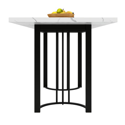 Uitschuifbare Eettafel – Uitklapbare Tafel – Verstelbare Eettafel – Ruimtebesparende Keukentafel – Metaal Houten Tafel – Zwart Wit – Hoogwaardig Hardhout – Stevig Metaal