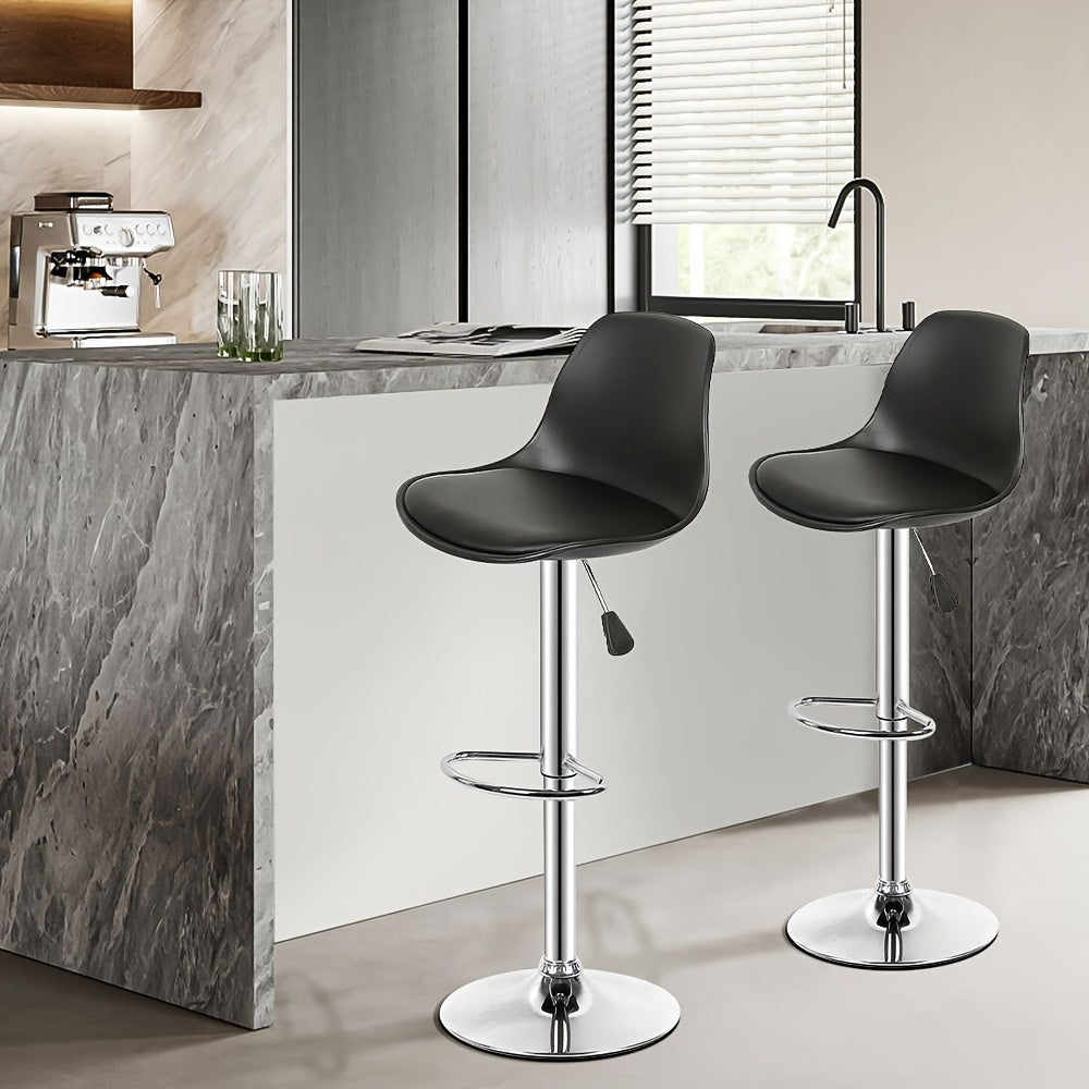 Barstoel – Barkruk – Barstoel Set – Keukenkruk – Barkrukken Set – Draaibaar – Kunstleren Bekleding – Set van 8 – Zwart – Ruimtebesparend Design – Eenvoudig Schoonmaken