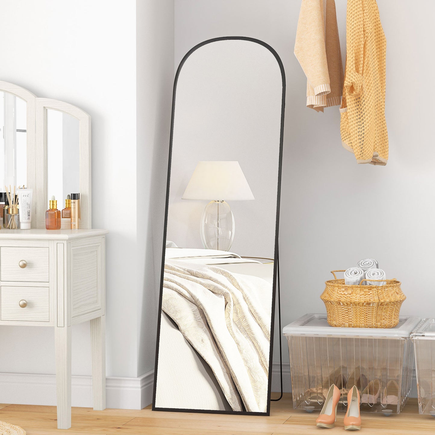 Full Body Spiegel – Vloerspiegel – Staande Spiegel – Grote Spiegel – Zwarte Spiegel – Slank Zwart Frame – 50x161,5 cm Groot