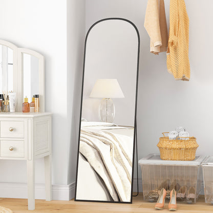 Full Body Spiegel – Vloerspiegel – Staande Spiegel – Grote Spiegel – Zwarte Spiegel – Slank Zwart Frame – 50x161,5 cm Groot