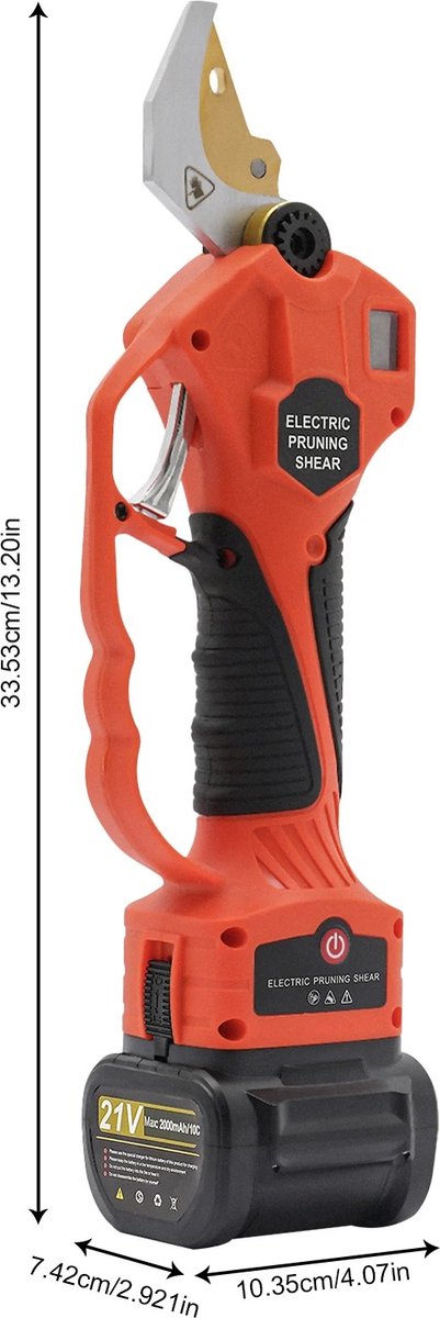 Telescopische Snoeischaar - Incl 2 Accu's 21V - Elektrisch - Krachtig 2000mAh - 400W - Tot 190cm en 30mm - Snijsnelheid instelbaar - Beveiligd