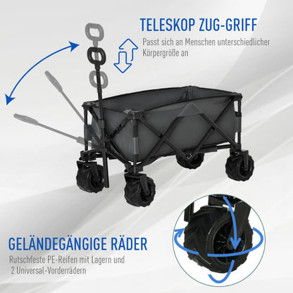 Opvouwbare Transportwagen – Vouwwagen – Bolderkar – Trolley – Transportkar – Metalen Frame – 360° Draaibare All-Terrain Wielen