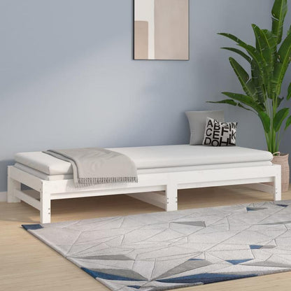 Bedbank – Slaapbank – Uitschuifbed – Logeerbed – Sofa Bed – Ruimtebesparend Design – Eenvoudige Montage – Wit – 90x200 cm – Traditioneel Stijlvol – Duurzame Ondersteuning