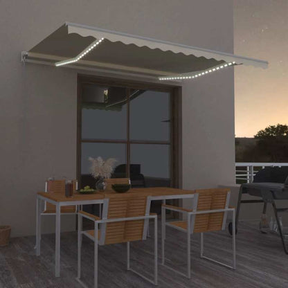 Awning manually extendable 400x350cm cream-colored, Backyard Shelter, Patio Cover, Retractable Canopy, Modern Sunshade, Durable Material, Pu Coated Fabric, Retractable Awning, Sunshade Cover, Garden Lovers, Homeowners