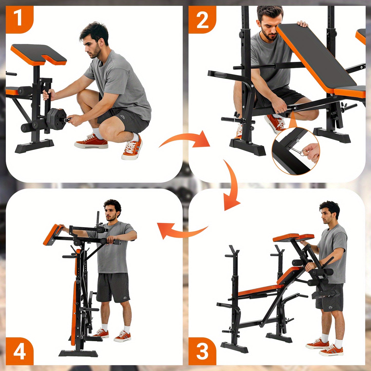 Bankdrukbank – Halterbank – Fitnessbank – Trainingsbank – Bench Press – Verstelbaar – Multifunctioneel Met Squat Rack & Leg Extension – Max. Belastbaar 150 kg