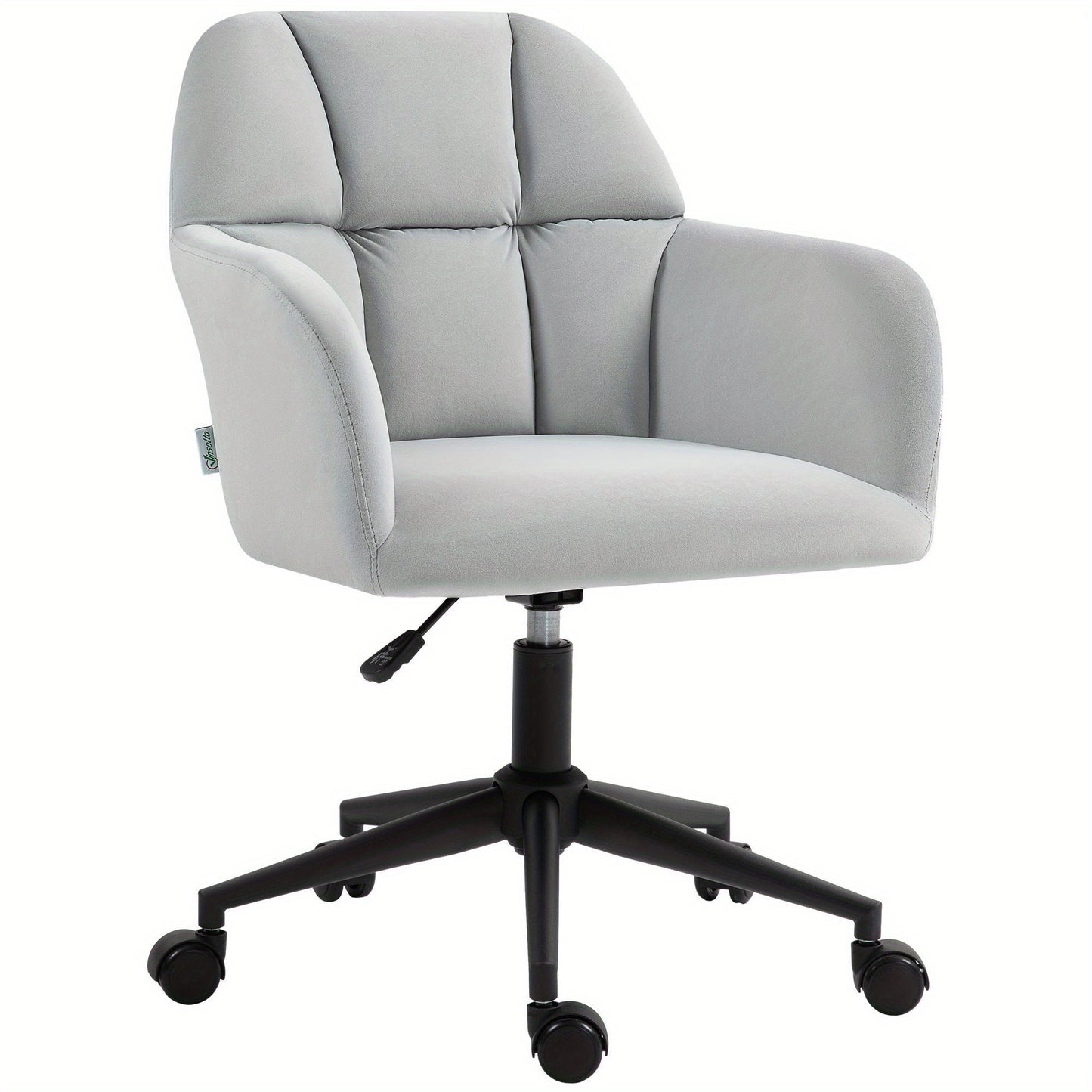 Draaifauteuil – Bureaustoel – Office Chair – Werkstoel – Stoel Met Armleuningen – Lichtgrijs Fluweel – Verstelbare Zithoogte – 360° Draaibaar