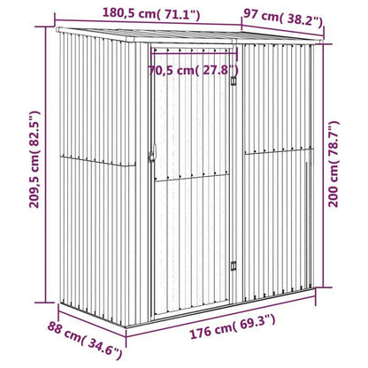 Tuinschuur – Buitenschuur – Opslagbox – Gereedschapsschuur – Buitenberging – Weerbestendig Gegalvaniseerd Staal – Ruim 180x97x210 cm – Mobiel Met Verwijderbare Panelen