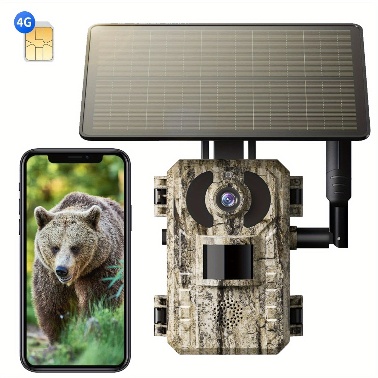 4G Wildcamera – Zonne Wildcamera – Buitenbeveiliging – Natuurcamera – 2.7K Video – Nachtzicht – Bewegingssensor - set van 3 Stuks