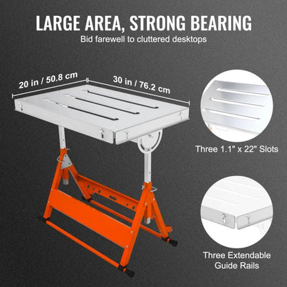 Laswerkbank – Lastafel – Werkbank – Mobiele Werktafel – Inklapbare Werkbank – Stalen Werkblad 76,2x50,8 cm – Verstelbare Hoogte & 181 kg Draagvermogen